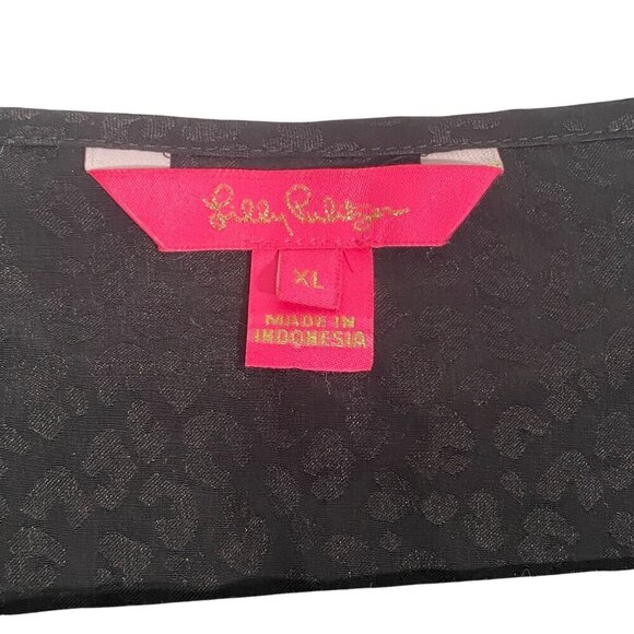 Lilly Pulitzer Hensley leopard print neutral black blouse button up women’s XL - Picture 7 of 13